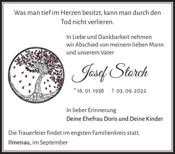 Traueranzeige von Josef Storch von Südthüringer Presse
