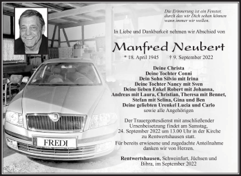 Traueranzeige von Manfred Neubert von Südthüringer Presse