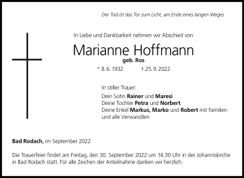 Traueranzeige von Marianne Hoffmann von Neue Presse Coburg