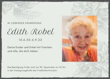 Traueranzeige von Edith Robel von Neue Presse Coburg