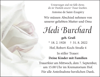 Traueranzeige von Hedi Burchard von Frankenpost