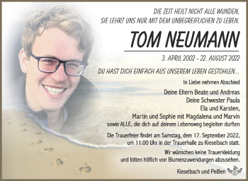 Traueranzeige von Tom Neumann von Südthüringer Presse