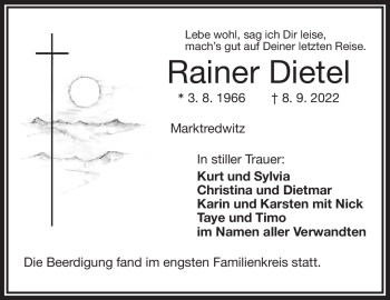 Traueranzeige von Rainer Dietel von Frankenpost