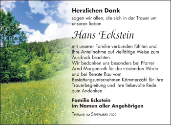 Traueranzeige von Hans Eckstein von Südthüringer Presse