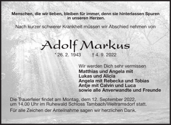 Traueranzeige von Adolf Markus von Neue Presse Coburg