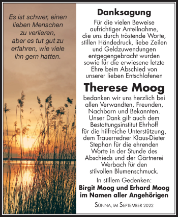 Traueranzeige von Therese Moog von Südthüringer Presse