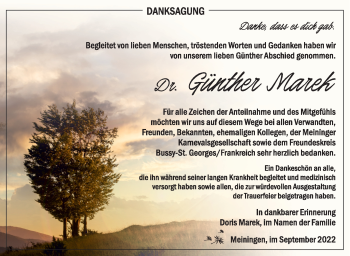 Traueranzeige von Günther Marek von Südthüringer Presse