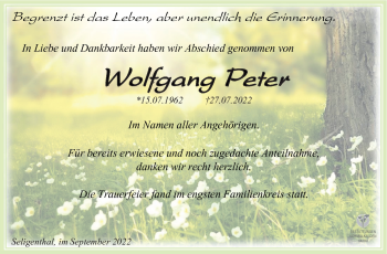 Traueranzeige von Wolfgang Peter von Südthüringer Presse
