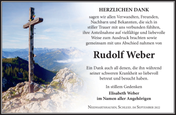 Traueranzeige von Rudolf Weber von Südthüringer Presse