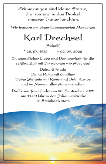 Traueranzeige von Karl Drechsel von Frankenpost