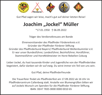 Traueranzeige von Joachim Müller von Neue Presse Coburg