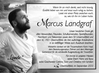 Traueranzeige von Marcus von Rosenberg- Lipinsky von Südthüringer Presse