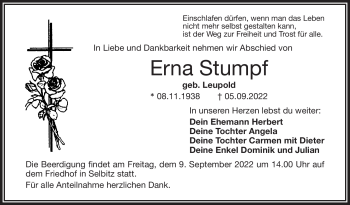 Traueranzeige von Erna Stumpf von Frankenpost