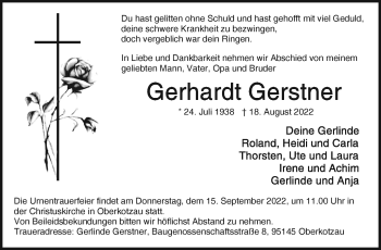 Traueranzeige von Gerhardt Gerstner von Frankenpost
