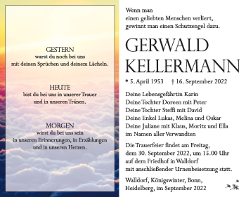 Traueranzeige von Gerwald Kellermann von Südthüringer Presse