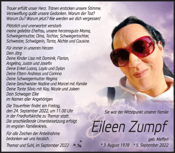 Traueranzeige von Eileen Zumpf von Südthüringer Presse