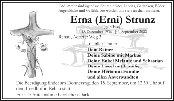 Traueranzeige von Erna Strunz von Frankenpost