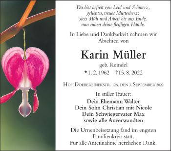 Traueranzeige von Karin Müller von Frankenpost