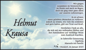 Traueranzeige von Helmut Krausa von Südthüringer Presse