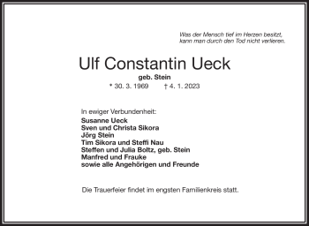 Traueranzeige von Ulf Constantin Ueck von Frankenpost