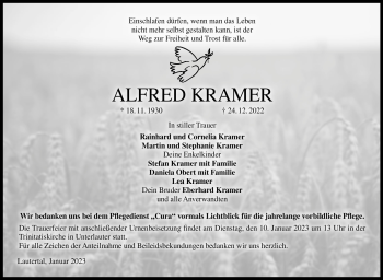 Traueranzeige von Alfred Kramer von Neue Presse Coburg