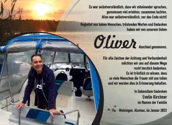 Traueranzeige von Oliver Kirchner von Südthüringer Presse