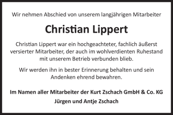 Traueranzeige von Christian Lippert von Neue Presse Coburg