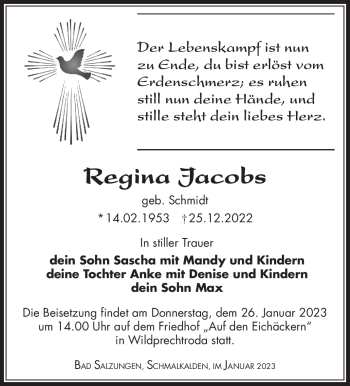 Traueranzeige von Regina Jacobs von Südthüringer Presse