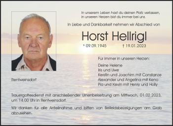 Traueranzeige von Horst Hellrigl von Neue Presse Coburg