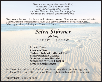 Traueranzeige von Petra Störmer von Südthüringer Presse