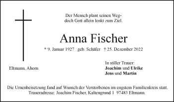 Traueranzeige von Anna Fischer von Neue Presse Coburg