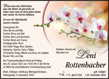 Traueranzeige von Leni Rottenbacher von Südthüringer Presse