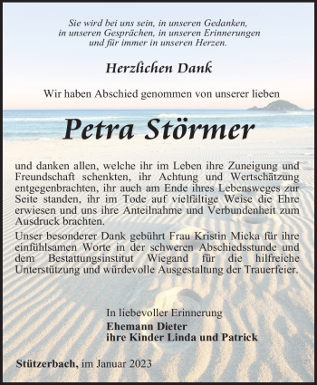 Traueranzeige von Petra Störmer von Südthüringer Presse
