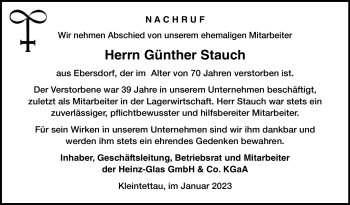 Traueranzeige von Günther Stauch von Neue Presse Coburg