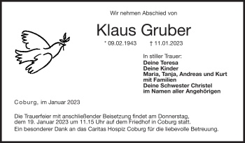 Traueranzeige von Klaus Gruber von Neue Presse Coburg