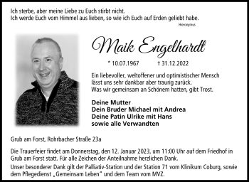 Traueranzeige von Maik Engelhardt von Neue Presse Coburg