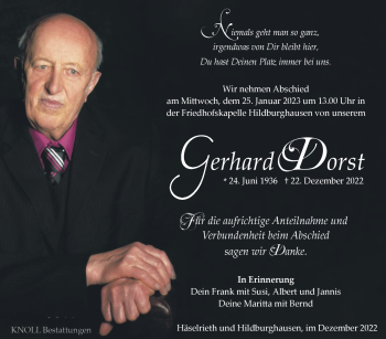 Traueranzeige von Gerhard Drost von Südthüringer Presse