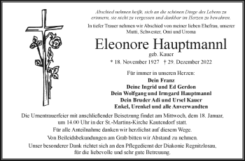 Traueranzeige von Eleonore Hauptmannl von Frankenpost