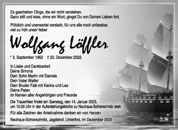 Traueranzeige von Wolfgang Löffler von Südthüringer Presse