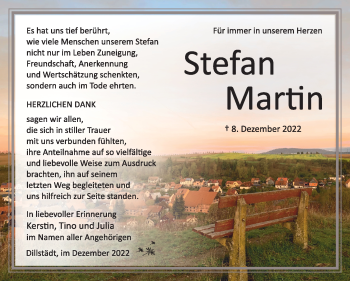Traueranzeige von Stefan Martin von Südthüringer Presse