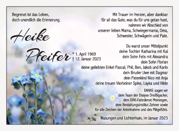 Traueranzeige von Heike Pfeifer von Südthüringer Presse