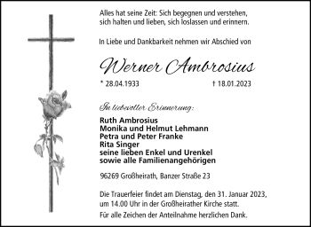 Traueranzeige von Werner Ambrosius von Neue Presse Coburg