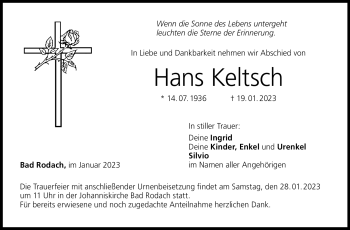 Traueranzeige von Hans Keltsch von Neue Presse Coburg