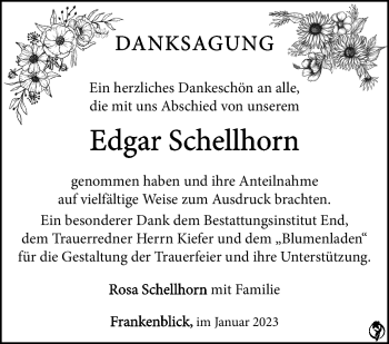 Traueranzeige von Edgar Schellhorn von Südthüringer Presse