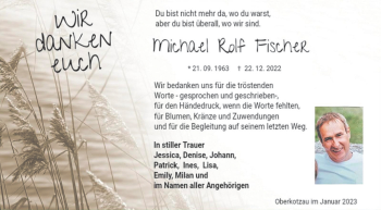 Traueranzeige von Michael Fischer von Frankenpost