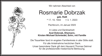 Traueranzeige von Rosmarie Dobrzak von Frankenpost