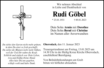 Traueranzeige von Rudi Göbel von Neue Presse Coburg
