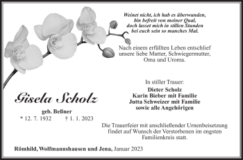 Traueranzeige von Gisela Scholz von Südthüringer Presse