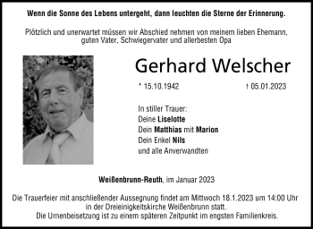 Traueranzeige von Gerhard Welscher von Neue Presse Coburg