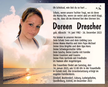 Traueranzeige von Doreen Drescher von Südthüringer Presse